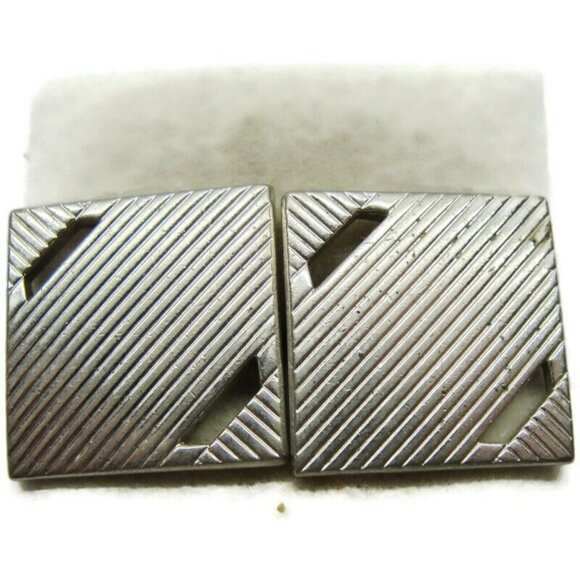 Swank Cufflinks Square Silver Tone Tux Shirt Dress Suit Vintage - Picture 4 of 7
